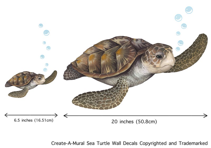 Create-A-Mural Sea Turtle Wall Decal ~Ocean Undersea Animal Tortoise Wall Sticker for Kids Room Decor, Boys Girls Toddler Baby Nursery Bedroom, Playroom, Bathroom, Vinyl Art Gift - Image 5